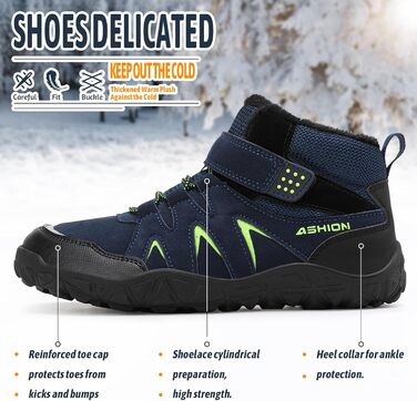 Дитячі зимові черевики Littleplum для хлопчиків, зимові шкарпетки-черевики, теплі, з підкладкою, для снігу, трекінгові (39 EU, B, темно-синій)