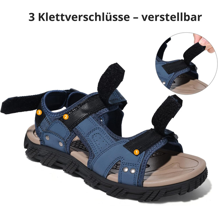 Чоловічі сандалі спортивні шкіряні водонепроникні Wanderland Dunkelblau 42 EU