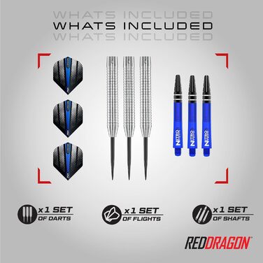 Дарти RED DRAGON Razor Edge Original 23g (85% вольфрам) - професійний набір з пір'ями та стеблами