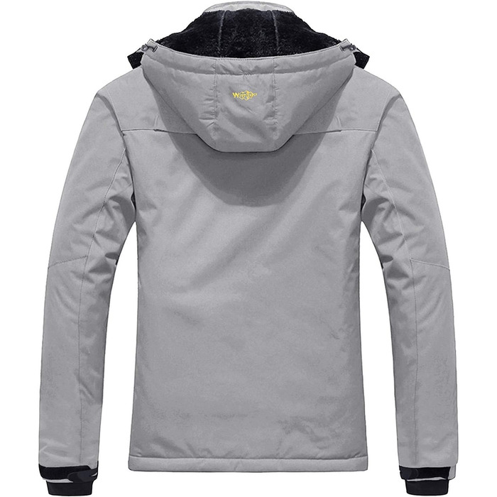 Чоловіча гірськолижна куртка Wantdo: теплий флісовий мантель, водонепроникна та дихаюча, з капюшоном, вітрозахист, сірий колір, розмір XL