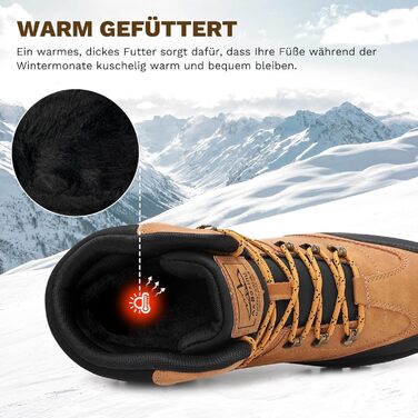 Чоловічі зимові черевики AX BOXING: утеплені, трекінгові, для хайкінгу, антиковзання, теплі снігові черевики, 41-46 EU (темно-жовтий, 46 EU)