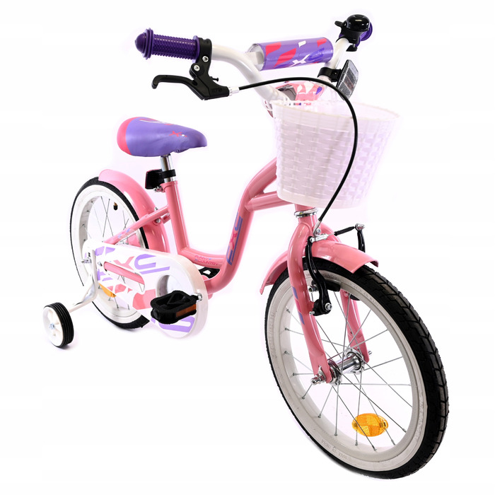 Рожевий дитячий велосипед для дівчаток 16 дюймів: легка рама, кошик та бічні допоміжні колеса