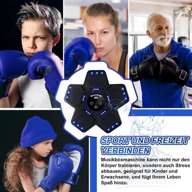 Музична боксерська машина Zosudull з LED-підсвіткою та Bluetooth, для дітей та дорослих, з регулюванням швидкості та підрахунком ударів
