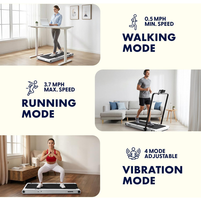 Бігова доріжка Squatz 2-в-1 Walking Pad для дому та офісу (Біла)