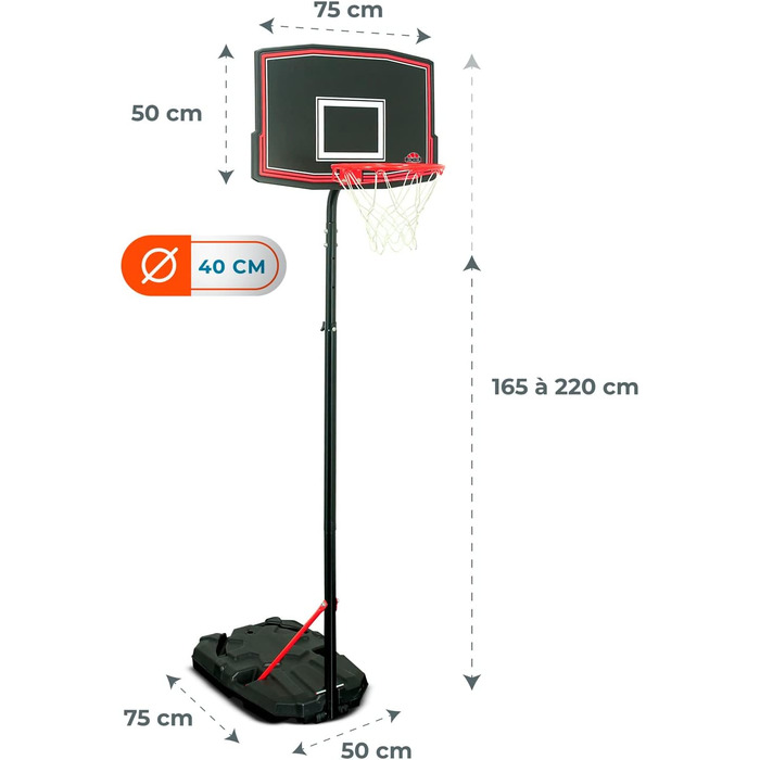 Баскетбольний кошик Phoenix з підставкою, регульована висота 2.2м