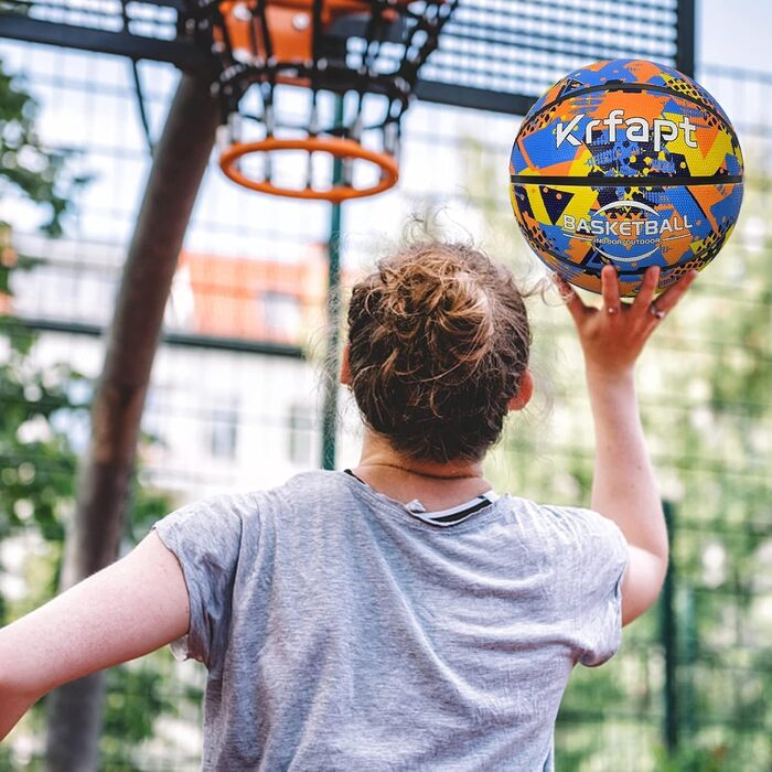 Баскетбольний м'яч Krfapt для дітей розміру 5 - М'який міні-м'яч з неслизькою поверхнею, ідеальний для школи та тренувань (Outdoor/Indoor), 3, Оранжевий