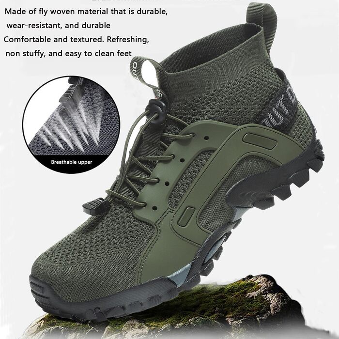 Туризм: Трекінгові черевики VTASQ для чоловіків та жінок - легкі, дихаючі, антиковзні, для хайкінгу та трейлраннінгу (40 EU, Зелений)