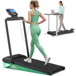 Тренажер для дому 2-в-1 Laufband Klappbar: складаний біговий килимок з нахилом 10%, потужність 3.0PS, LED-дисплей, для дому та офісу, до 145 кг, чорний з ручками