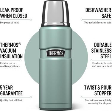 Термос Thermos Stainless King 470 мл багатоцільовий, оригінальний стиль, для подорожей і щоденного використання, ізольована пляшка або термокружка