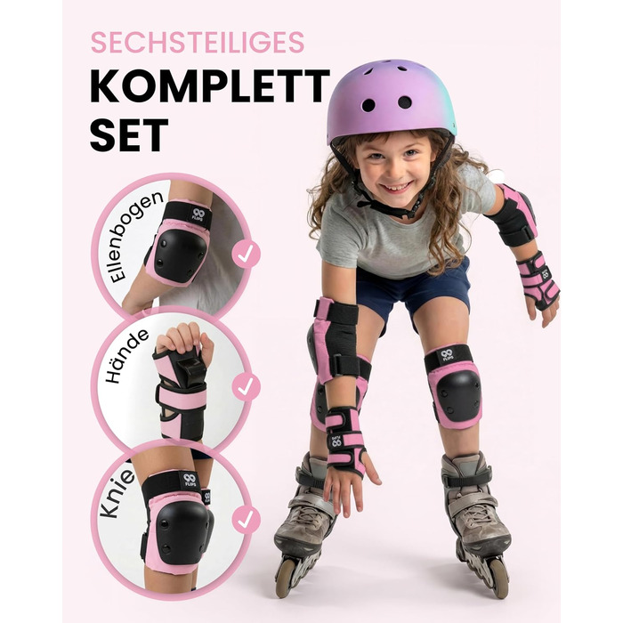 Захист для колін та ліктів 99FLIPS для дітей (3-12 років), рожевий - комплект для роликів, скейтборду, самокату (XS/S/M)