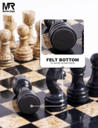 Шаховий набір з мармуру для дорослих, ручної роботи, 32 фігури, 2 додаткові королеви, коробка для зберігання, розкішний подарунок, елегантний декор (чорний & кораловий)