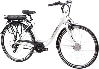 Електровелосипед F.lli Schiano E-Moon 28'' для чоловіків і жінок, 36В акумулятор, до 25 км/год, з мотором на багажнику, білий, з кошиком