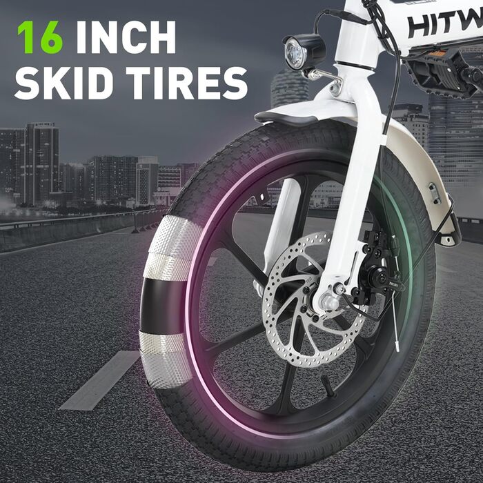 Електровелосипед складаний HITWAY 250W, 16 дюймів, Li-Ion акумулятор, пробіг 25-60 км, швидкість до 25 км/год