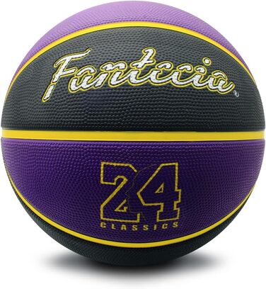 Баскетбольний м'яч Fantecia 7 розміру з насосом - преміум м'яч Street Rubber для гри та тренувань у залі та на вулиці, фіолетовий