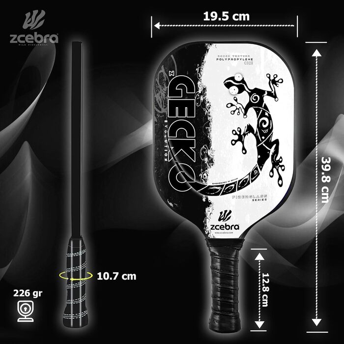 Ракетка для піклболу ZGECKO (біла), композитна, легка, з серцем з бджолиного дерева та поліпропіленом