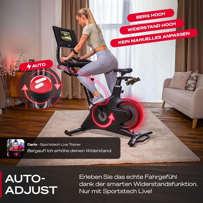 Електровелосипед Sportstech sBike Lite 10.1' з LED-технологією та сенсорним дисплеєм для фітнесу