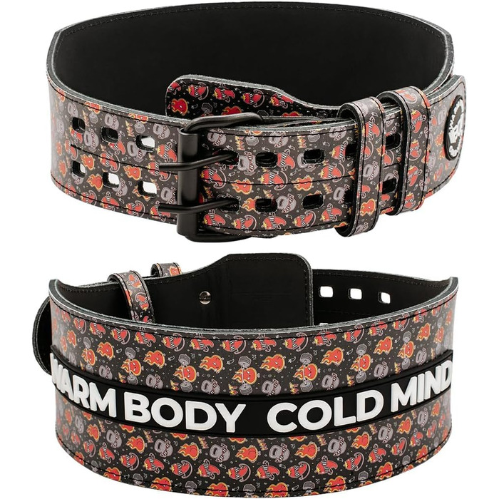 Пояс для важкої атлетики WARM BODY COLD MIND шкіряний 10 см для силових тренувань (Чорний Чилі, 2XL)