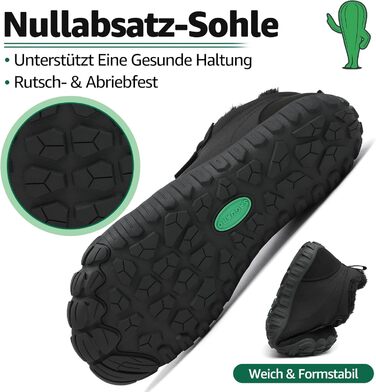 Зимові шкарпетки-тапки без шнурів SAGUARO для жінок та чоловіків, тепла підкладка, розмір EU 36-48, чорний