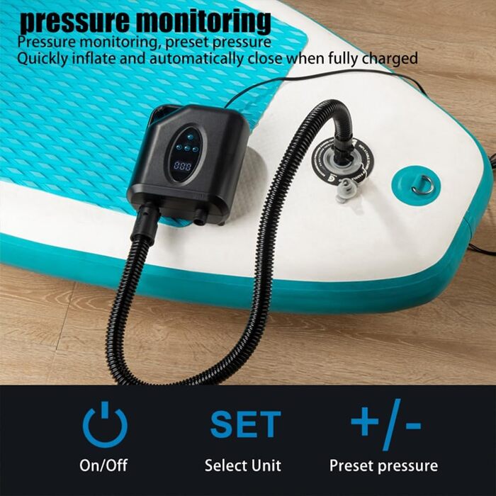 Насос SUP JoyFan: електричний, 12V, високий тиск 20PSI, швидке надування/здування, автоматичне вимкнення, чорний, портативний