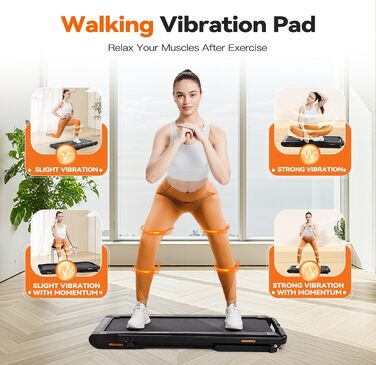 Sperax Килимок для ходьби з вібрацією 3-в-1 для бігового тренажера, з пультом дистанційного керування, 0.3-6 км/год, для дому та офісу (Сірий)