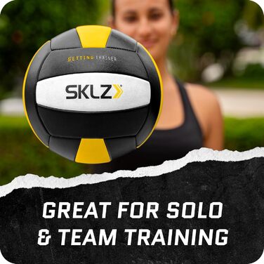 Тренажер для волейбольного пасу SKLZ, чорний, для залу та вулиці, обтяжений м'яч 480 г – покращує контроль, силу, точність, рівномірний розподіл ваги, тренування м'язів