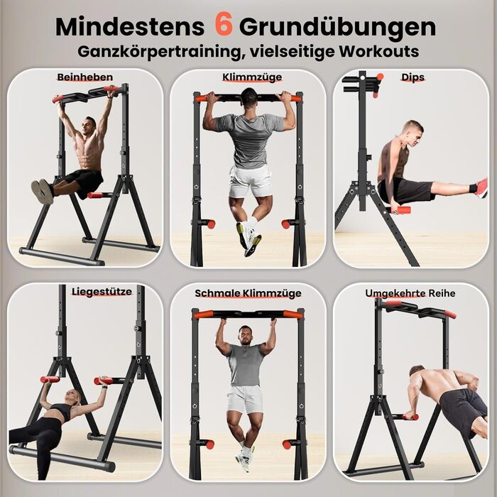 Спортивний комплекс Klimmzugstange Freistehend: турнік, бруси для віджимань, розкладна штанга для підтягувань, тренажер для дому, силові тренування, фітнес-обладнання (чорний, багатофункціональний)