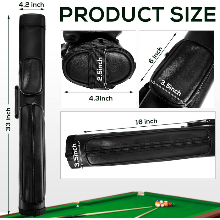 Більярдний кий Deekin 2x2 серія, овальна форма, сумка-чохол з 4 отворами, 2 кубики крейди, чорний колір