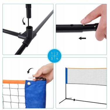 Універсальний набір сітки для волейболу, бадмінтона та тенісу, портативна, регульована, 310 x 225 см