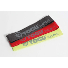 Еспандер TOGU FLEXVIT Mini, фітнес-стрічка петля, 3 рівня опору (жовтий, червоний, антрацитовий), тренувальні гумки для фітнесу та реабілітації