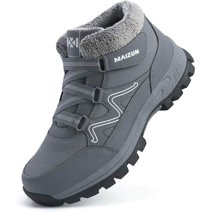 Чоловічі зимові черевики: теплі, з підкладкою з хутра, легкі, водонепроникні, зручні, до щиколотки, для хайкінгу (45.5 EU, Сірий)