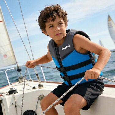 Дитячий рятувальний жилет Gogokids Junior 30-50 кг, неопреновий для плавання, каяка, сапборду (L, 6-11 років, Синій)