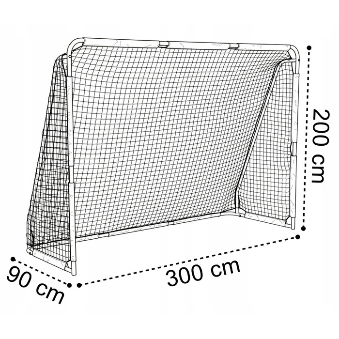 Переносні футбольні ворота Xboost, чорні, 300 x 200 x 90 см