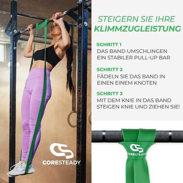 Coresteady фітнес-стрічка і гумова стрічка для спорту – міцна гумова стрічка для підтягувань для чоловіків і жінок – для силових тренувань і нарощування м'язів – тренування, фітнес, допомога при підтягуваннях – фітнес-стрічка 4, зелена, сильна, 22-56 кг