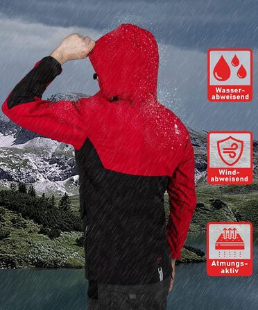 Чоловіча куртка Softshell Outdoor водовідливна функціональна вітрівка AS303, XL, червоно-чорна
