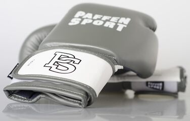 Боксерські рукавички Paffen Sport FIT з дихаючою сіткою на долоні для боксу, кікбоксингу, муай-тай, K1 та інших єдиноборств, білі (сірий/білий, 16oz)