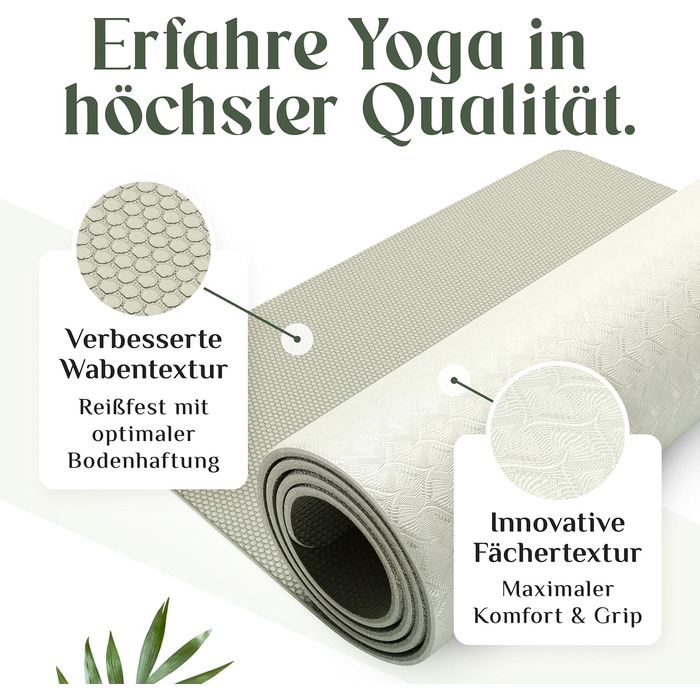 YOGALABS® Преміум йога-мат для фітнесу та пілатесу з екологічного TPE 185x60x0,6 см, нековзкий, без шкідливих речовин, дизайн Boho Mountains