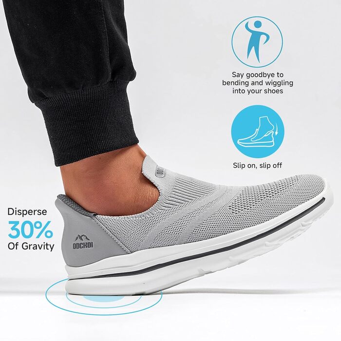 Сліпони чоловічі без шнурівки: спортивні кросівки для бігу та активного відпочинку (сірий, 45 EU)