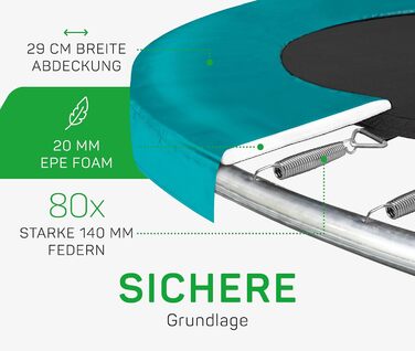 Трамплін Salta Comfort Edition (різні діаметри) – ⌀183-427 см, TÜV geprüft, зелений/рожевий, комплект з матю, сітки та захисту