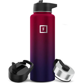 Термос-пляшка Iron Flask 1180 мл з 3 кришками, вакуумна, нержавіюча сталь, подвійні стінки, термочашка