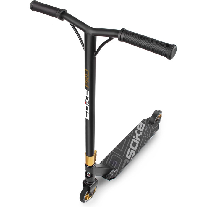 SOKE Stunt Scooter PRO: трюковий самокат для дорослих та дітей, ABEC 9 підшипники, чорно-золотий, вантажопідйомність 100 кг