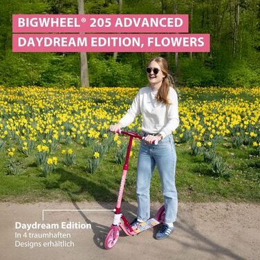 Самокат HUDORA BigWheel 205 Advanced Daydream - до 100 кг, складаний, регульована висота - для дітей, підлітків та дорослих (квіти)