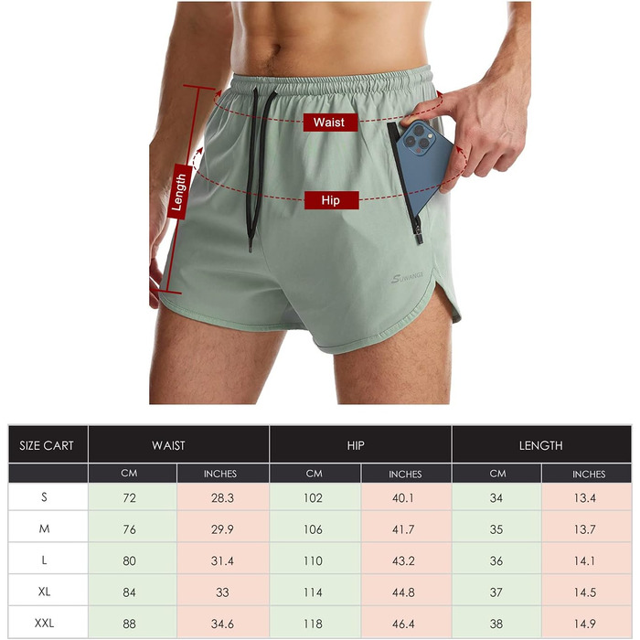 Шорти спортивні чоловічі Suwangi, короткі, швидковисихаючі, з внутрішньою сіткою, спортивні шорти з кишенею (XL, світло-блакитний)