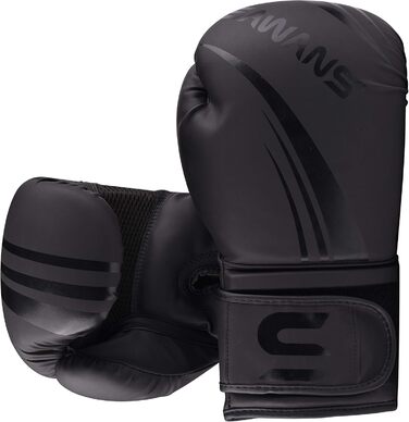 Професійні боксерські рукавички SAWANS для MMA, спарингу, кікбоксингу, боксерської груші, тренувань та боїв Муай Тай, матові чорні, 12 OZ