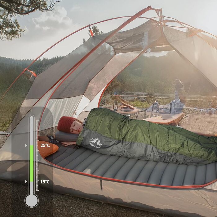 Спальний мішок Night Cat для дорослих, 3 сезони, 80x190 см, зелений