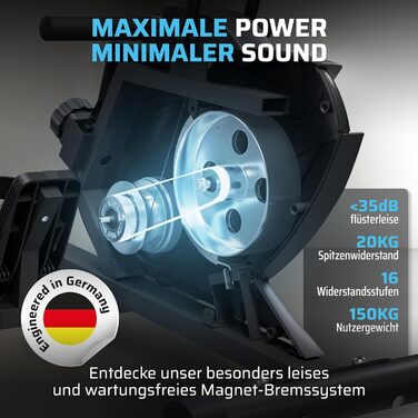 Гребний тренажер SportPlus для дому, складаний, з тихою магнітною системою гальмування, комп'ютером для тренувань, для дому, фітнес-обладнання, сумісний з додатками (Smart)