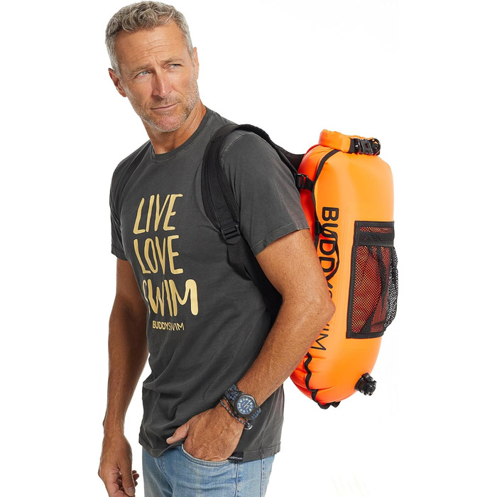 Плавальний жилет Open Water 28 л з водонепроникним мішком та знімним підкладкою. Легкий, зносостійкий, простий у складанні. Оранжевий, універсальний розмір.