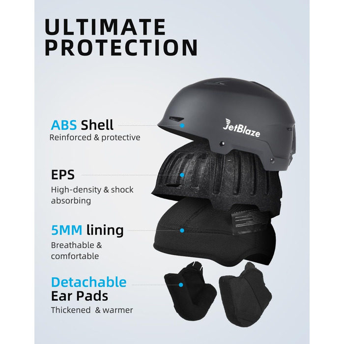 Шолом для сноуборду та лиж для чоловіків та жінок, чорний, розмір L (59-61 см)