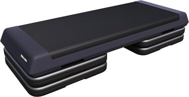 Аеробна степ-платформа GORILLA SPORTS, 3 рівні, до 200 кг, чорна/сіра, нековзка, для фітнесу вдома