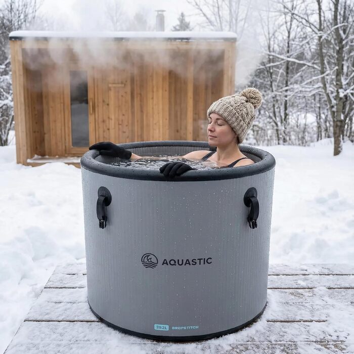 Аквастік BrrFree – Ванна для криотерапії 382л – Криованна для холодної терапії та відновлення – Міцна конструкція Drop-Stitch – Для саду та тераси