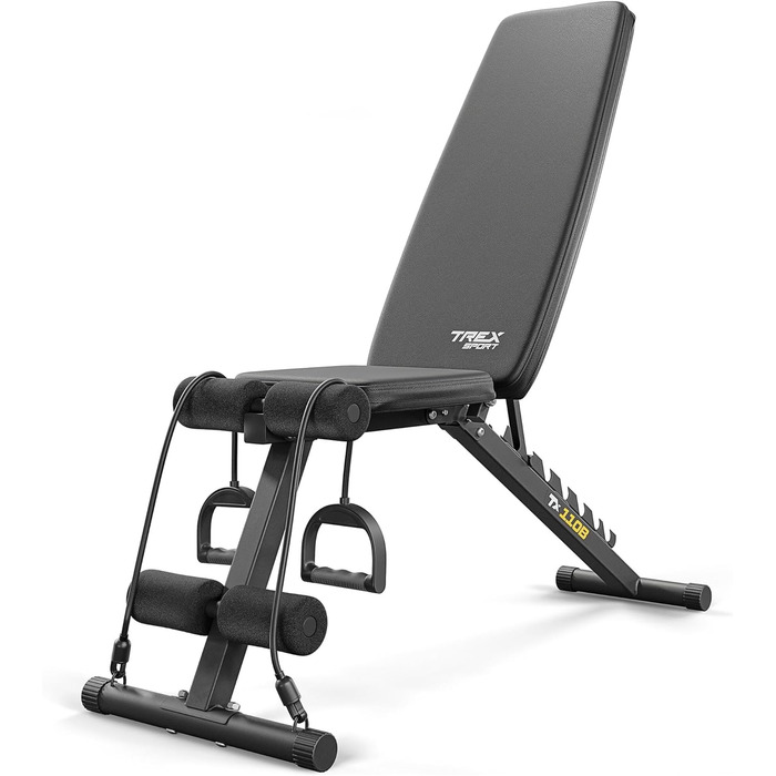 Складана лавка для жиму TREX SPORT TX-110B, 7-позиційна, універсальна тренувальна, регульована спинка, для дому та спортзалу